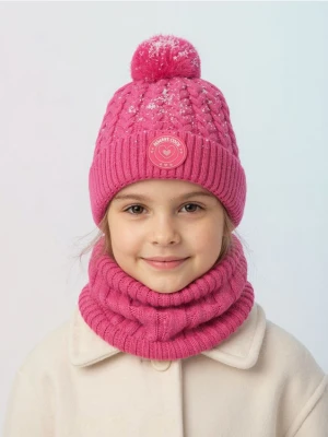 Sinsay - Zestaw: Czapka i komin - różowy
