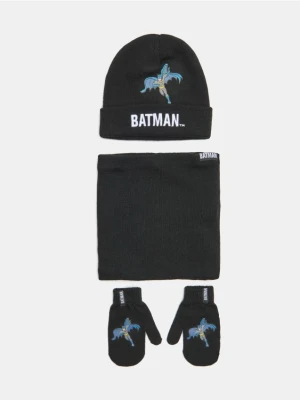Sinsay - Zestaw: czapka, komin i rękawiczki Batman - czarny