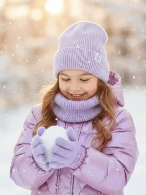 Sinsay - Zestaw: czapka, komin i rękawiczki - fioletowy
