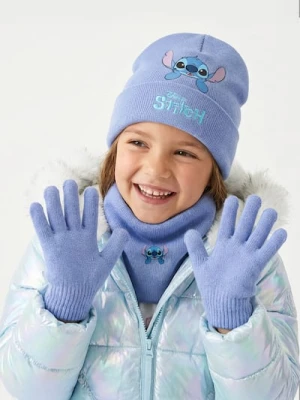Sinsay - Zestaw: czapka, komin i rękawiczki Stitch - błękitny