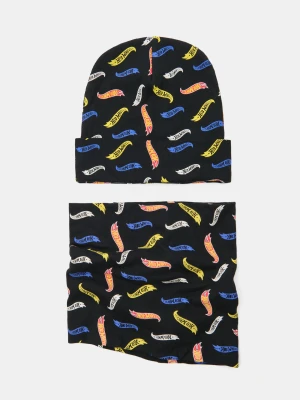 Sinsay - Zestaw czapka z kominem Hot Wheels - czarny