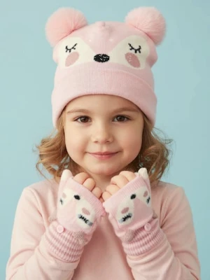 Sinsay - Zestaw: Czapka z rękawiczkami - różowy