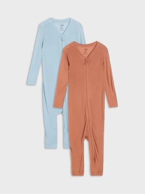 Sinsay - Zestaw pajacyków niemowlęcych zapinanych na suwak 2 pack - brązowy