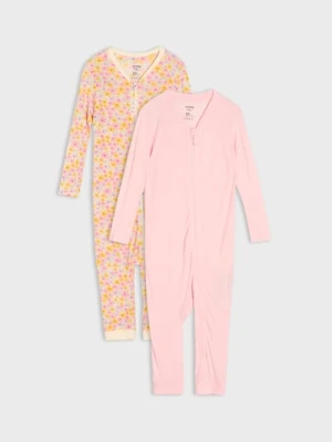 Sinsay - Zestaw pajacyków niemowlęcych zapinanych na suwak 2 pack - kremowy