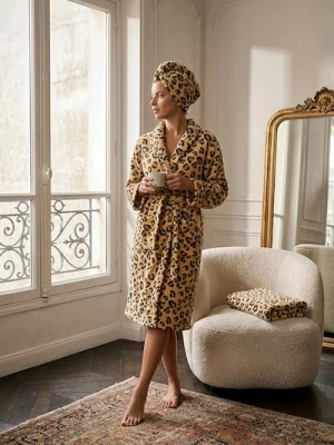 Sinsay - Zestaw: Szlafrok, ręcznik i ręcznik do włosów - beżowy