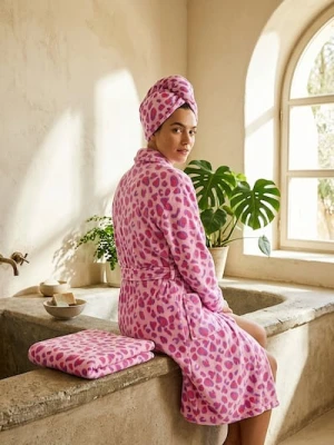 Sinsay - Zestaw: Szlafrok, ręcznik i ręcznik do włosów - różowy
