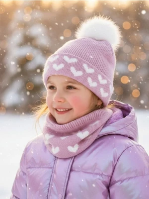 Sinsay - Zestaw: Zimowa czapka z kominem - różowy