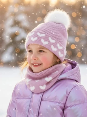 Sinsay - Zestaw: Zimowa czapka z kominem - różowy