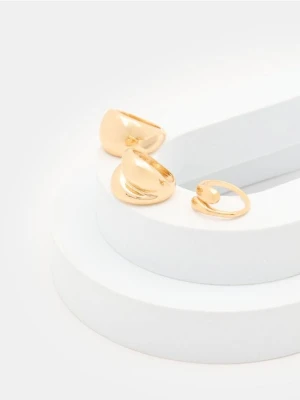 Sinsay - Zestaw złotych pierścionków 3 pack - złoty