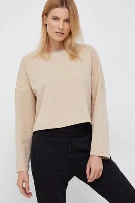Sisley bluza damska kolor beżowy z kapturem gładka