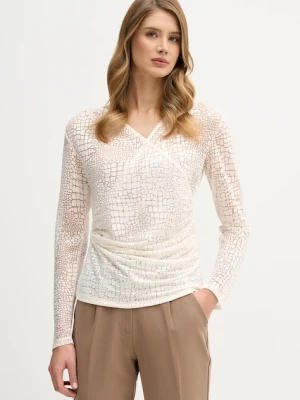 Sisley bluzka damska kolor beżowy wzorzysta 3NDXL401A