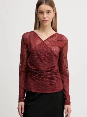 Sisley bluzka damska kolor bordowy wzorzysta 3NDXL401A
