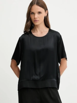 Sisley bluzka damska kolor czarny gładka 52BZLQ093