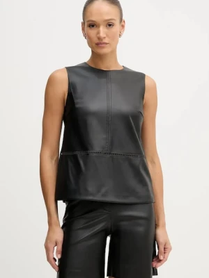 Sisley bluzka damska kolor czarny gładka 54UKLQ09V