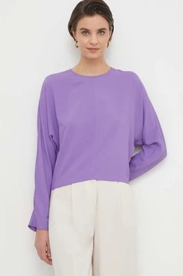 Sisley bluzka damska kolor fioletowy gładka