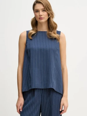 Sisley bluzka damska kolor granatowy w pasy 5GNKLH01P