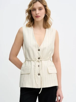 Sisley kamizelka kolor beżowy jednorzędowa 24QVLJ00V