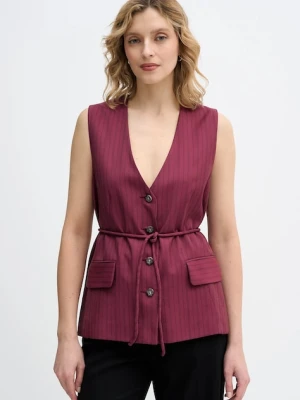 Sisley kamizelka kolor bordowy jednorzędowa 24QVLJ00V