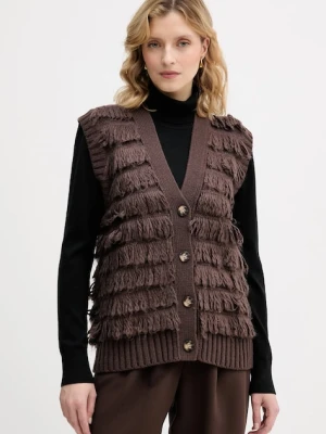 Sisley kamizelka z dodatkiem wełny damski kolor brązowy ciepły 18DLL602X