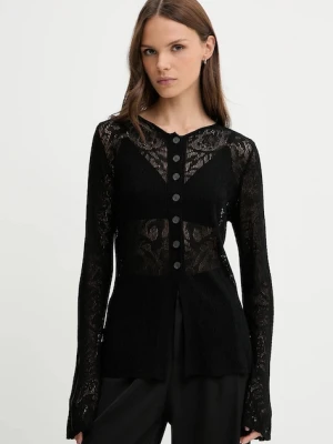 Sisley kardigan damski kolor czarny lekki 1084M500P