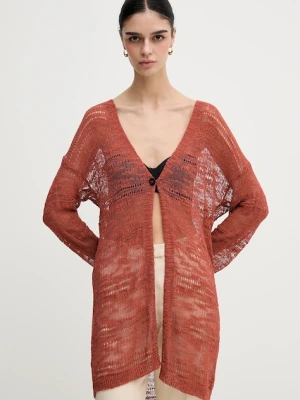 Sisley kardigan damski kolor pomarańczowy lekki 106CM602K