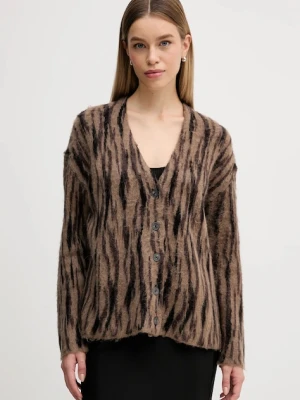Sisley kardigan z dodatkiem moheru damski kolor brązowy 1TQIL602Y