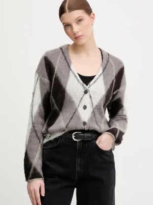 Sisley kardigan z dodatkiem moheru damski kolor szary 1TQIL602Y
