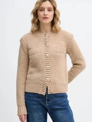 Sisley kardigan z dodatkiem wełny damski kolor beżowy ciepły 1IGZL500S