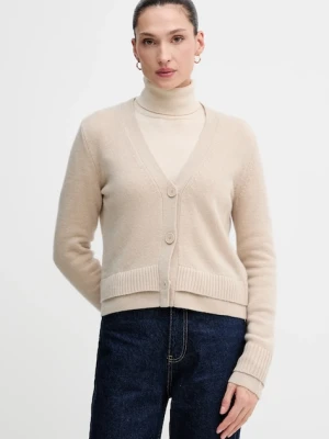 Sisley kardigan z dodatkiem wełny damski kolor beżowy lekki 122WL602S
