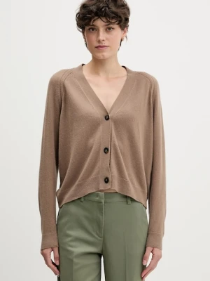 Sisley kardigan z dodatkiem wełny damski kolor brązowy lekki 102HM602Q