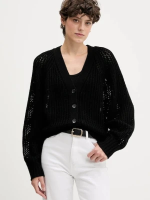Sisley kardigan z dodatkiem wełny damski kolor czarny 1WBZL602U