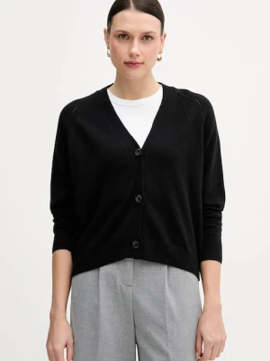 Sisley kardigan z dodatkiem wełny damski kolor czarny lekki 102HM602Q