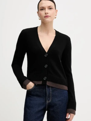 Sisley kardigan z dodatkiem wełny damski kolor czarny lekki 122WL602S