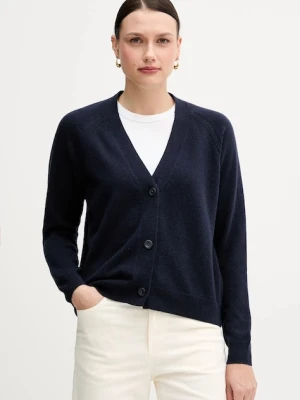 Sisley kardigan z dodatkiem wełny damski kolor granatowy lekki 102HM602Q