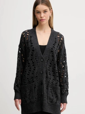 Sisley kardigan z dodatkiem wełny damskie kolor szary ciepły 1UFLL602W