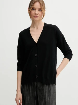 Sisley kardigan z domieszką lnu damski kolor czarny lekki 105GM602M