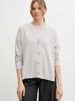Sisley kardigan z domieszką lnu damski kolor szary lekki 105GM602M