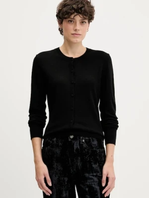 Sisley kardigan z domieszką wełny kolor czarny lekki 102HM5237