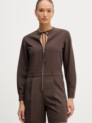 Sisley kombinezon kolor brązowy z dekoltem wiązanym 4RRVLT00R