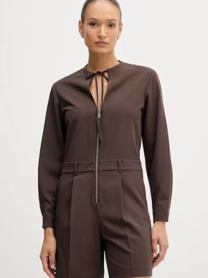 Sisley kombinezon kolor brązowy z dekoltem wiązanym 4RRVLT00R
