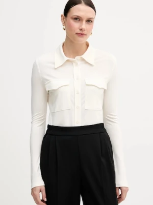 Sisley koszula damska kolor beżowy regular z kołnierzykiem klasycznym 54HXLQ09M