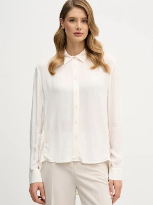 Sisley koszula damska kolor beżowy regular z kołnierzykiem klasycznym 5IDTLQ09G