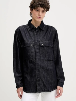 Sisley koszula damska kolor granatowy regular z kołnierzykiem klasycznym 547ZLQ09D