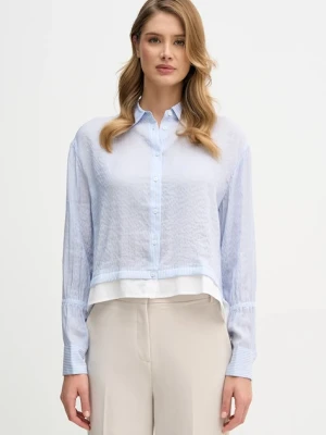 Sisley koszula damska kolor niebieski relaxed z kołnierzykiem klasycznym 5LVZLQ09J