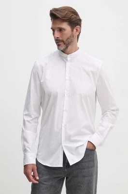 Sisley koszula męska kolor biały slim ze stójką