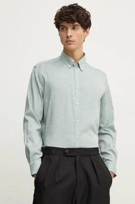 Sisley koszula męska kolor turkusowy regular z kołnierzykiem button-down 5SEQSQ049