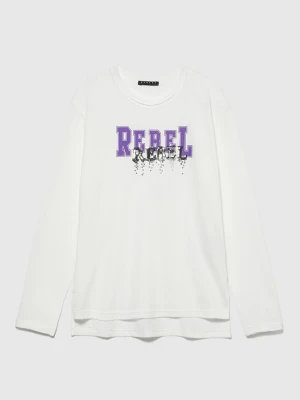 Sisley Koszulka w kolorze biało-fioletowym rozmiar: 130