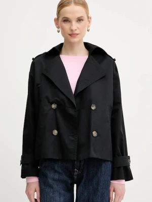 Sisley kurtka bawełniana damski kolor czarny przejściowa oversize 227YLN05Q