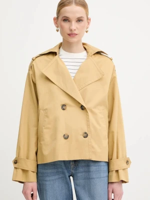 Sisley kurtka bawełniana damski kolor zielony przejściowa oversize 227YLN05Q
