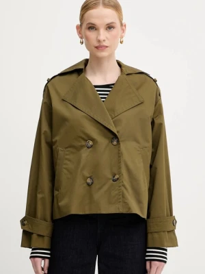 Sisley kurtka bawełniana damski kolor zielony przejściowa oversize 227YLN05Q